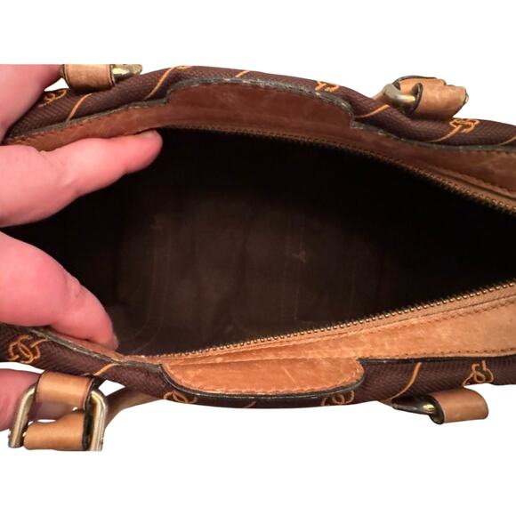 GUCCI x VINTAGE 70's GG Boston Bag in Orange Stripe Brown Canvas Doctor Bag - Picture 9 of 16